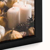 Extra large framed canvas featuring black textured art with colorful abstract fall motifs, ideal for living room decor.