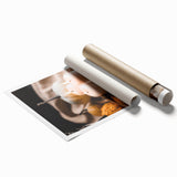 Extra large rolled print of fall-themed floral art in warm orange and brown tones.