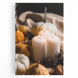 Large black and white abstract depiction of autumn trees on stretched canvas, suitable for kitchen wall art.