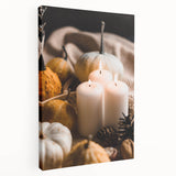 Autumn-themed stretched canvas depicting a forest in orange and red tones, ideal for kitchen wall art.