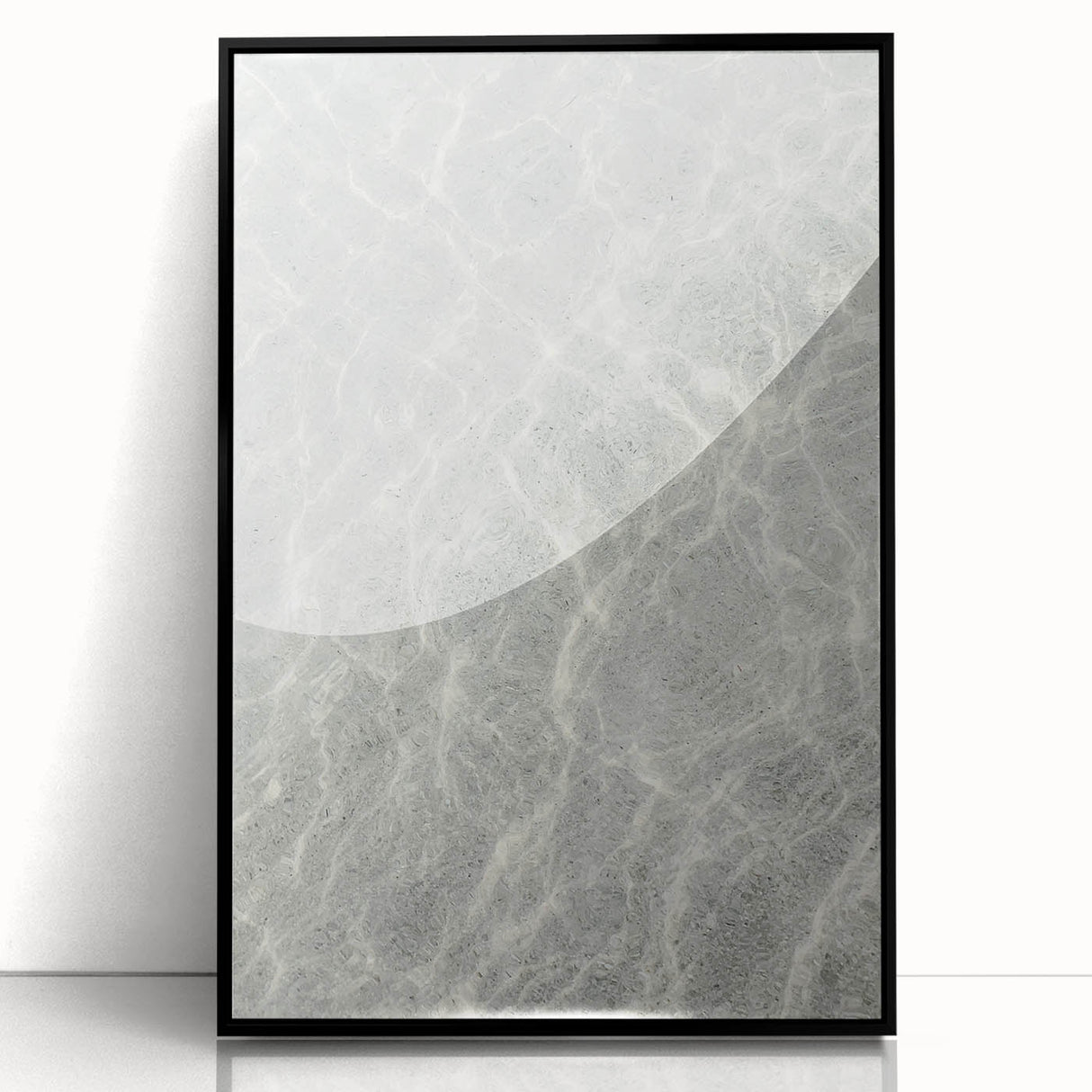 Large abstract wall art featuring mid-century modernist swirls in vibrant orange and yellow tones.