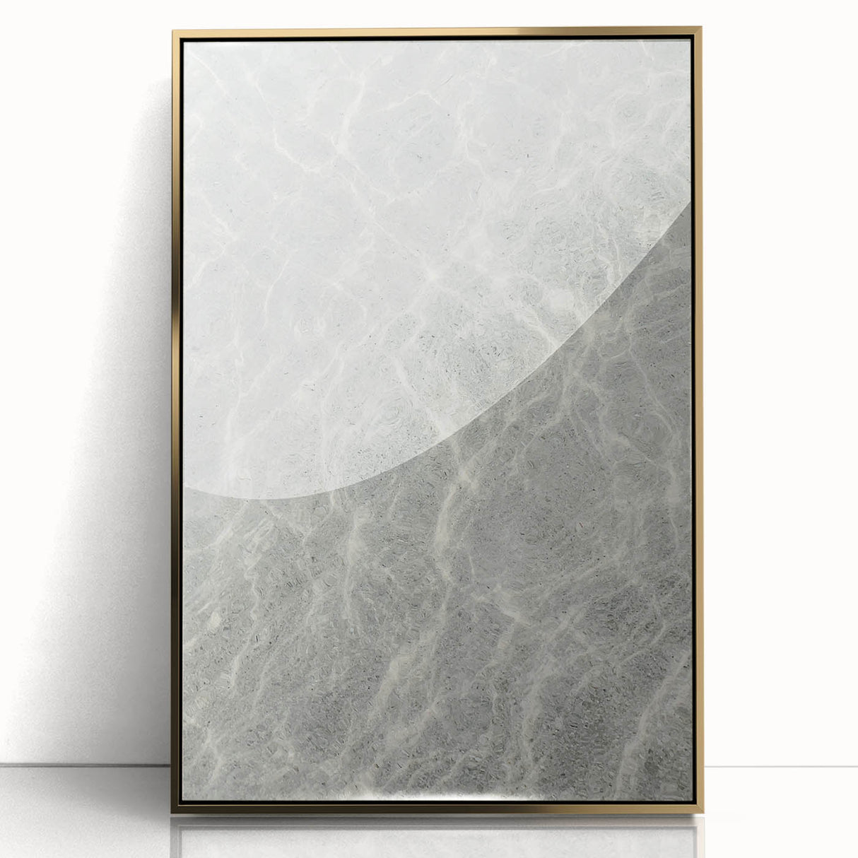 Mid-century modernist summer-themed acrylic print in gold frame, ideal for nursery wall art.