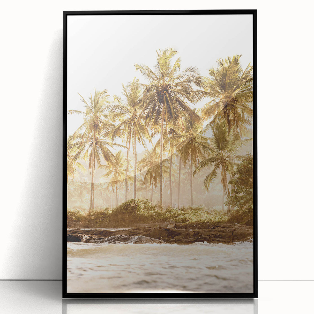 Large abstract wall art featuring swirling blue and gold patterns on a black acrylic frame, ideal for modern art wall decor.