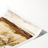 Extra large wall art featuring line art flowers in muted earth tones on rolled canvas.