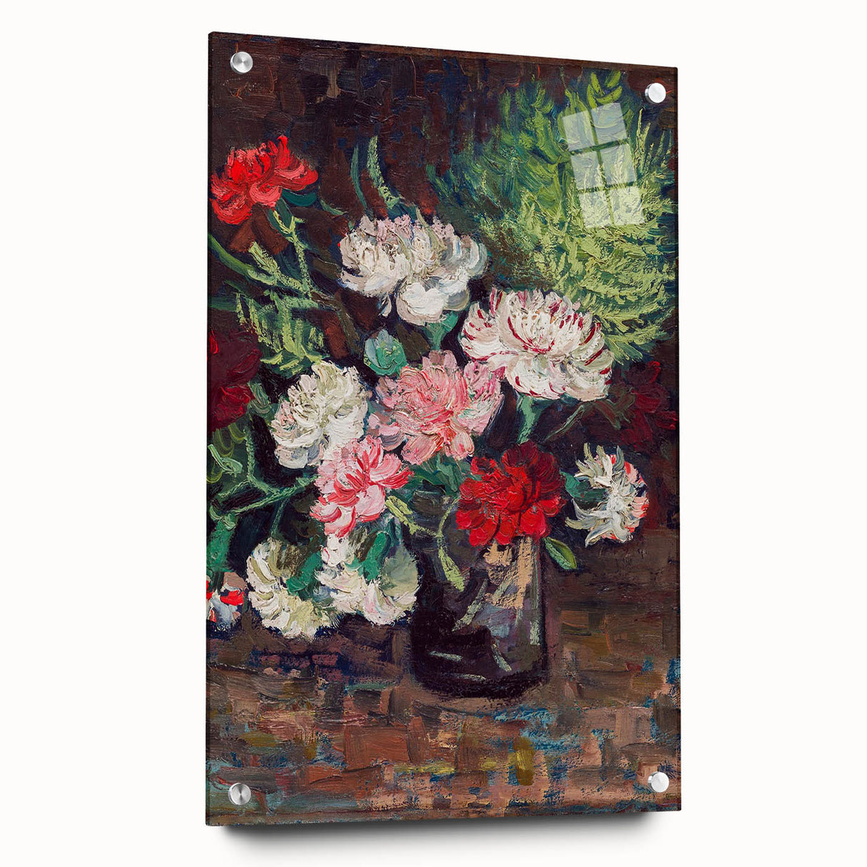 Acrylic print of a large abstract painting in blue and green tones, suitable for bedroom or dining room decor.