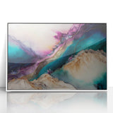 Framed wall art showcasing abstract strokes in vibrant colors on a white background, adding a contemporary touch to modern home decor. Ideal for living rooms or offices.