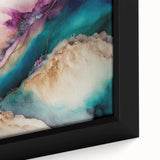 Close-up of framed abstract strokes wall art, showcasing vibrant colors and intricate textures, ideal for modern home decor or artistic interiors.