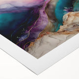 Abstract strokes wall art on rolled canvas showcasing vibrant hues of blue, pink, and gold, ideal for modern home decor. Perfectly packaged in a durable tube for safe delivery.