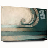 Abstract wall art featuring vibrant strokes in bold colors, displayed in acrylic glass with visible pins, perfect for modern home decor.