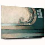 Abstract strokes wall art design printed on acrylic glass, showcasing vibrant colors and textures in a modern side view, perfect for contemporary decor.