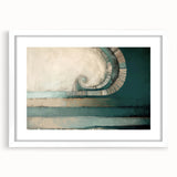 Abstract strokes wall art in a white frame with a mat, showcasing vibrant colors and dynamic patterns, perfect for modern home decor.