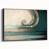 Framed canvas wall art showcasing an abstract design with dynamic black strokes on a light background, perfect for modern decor in living spaces.