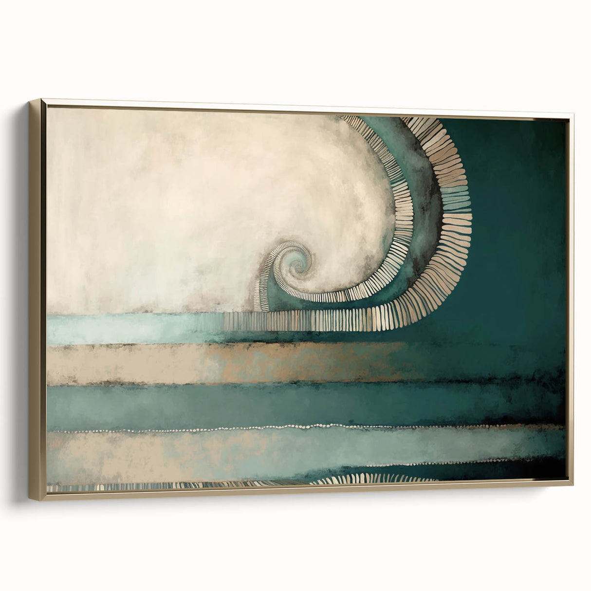 Framed canvas wall art showcasing abstract gold strokes on a textured background, adding elegance and modern style to any room decor. Ideal for contemporary interiors.