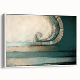 Framed canvas wall art showcasing an abstract design with colorful strokes in white and pastel tones, displayed from a side view to highlight its depth and texture, perfect for modern decor.