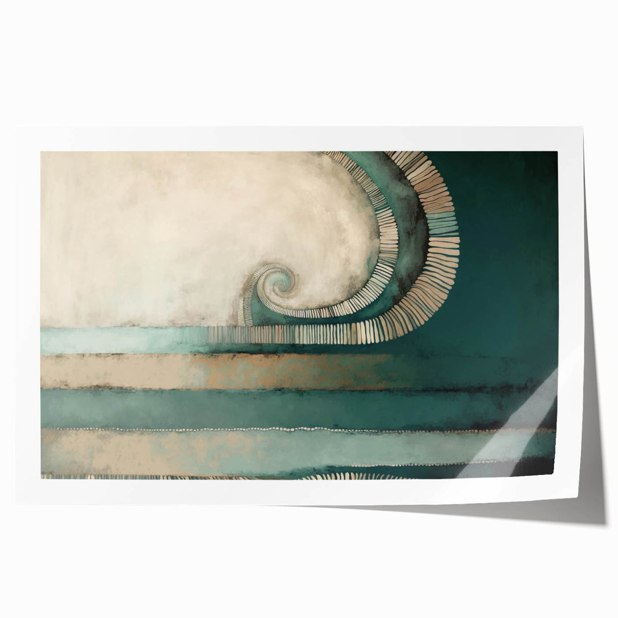 Abstract wall art print showcasing vibrant strokes in shades of blue, orange, and yellow, designed to enhance modern decor, rolled and ready for framing.