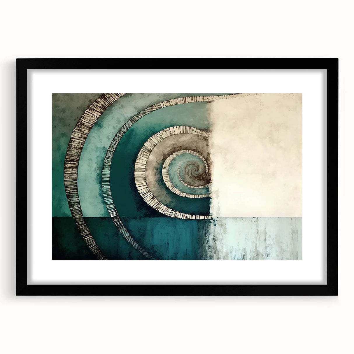 Abstract wall art featuring colorful strokes in a black frame with matting, ideal for modern home decor and artistic enhancements in living spaces.