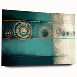 Abstract wall art featuring vibrant strokes in blue, pink, and gold, mounted on acrylic glass, showcasing a modern design suitable for contemporary decor.