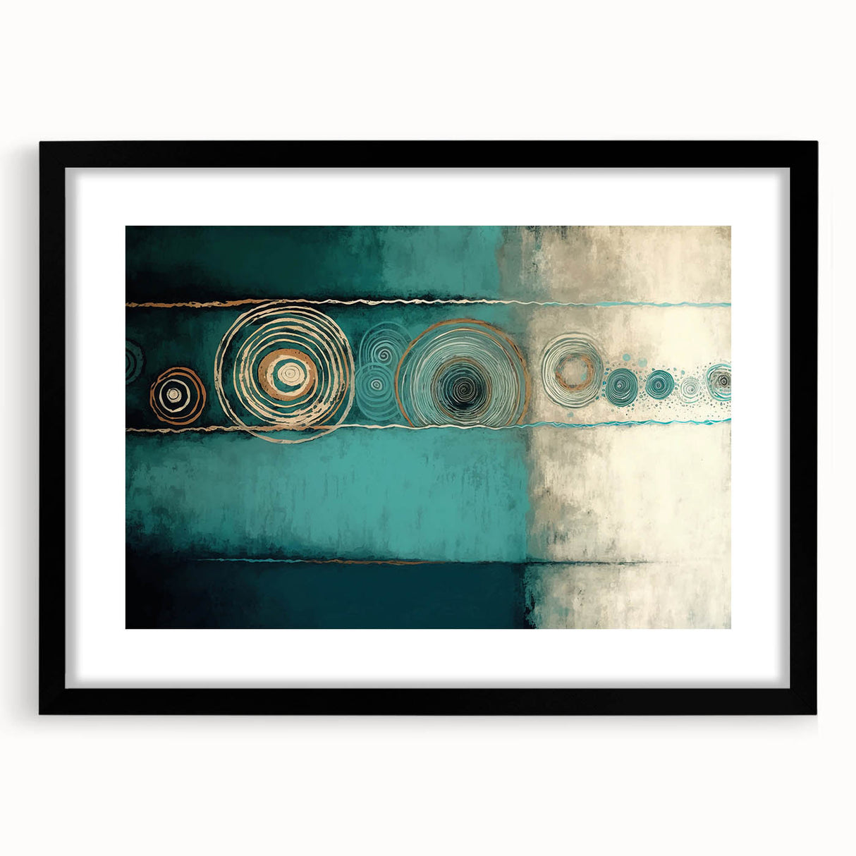 Abstract strokes wall art framed in black with a white mat, showcasing vibrant colors and dynamic patterns, perfect for modern home decor.