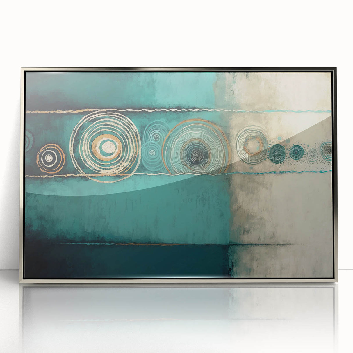 Framed abstract strokes wall art in silver acrylic, showcasing fluid designs with contrasting colors, perfect for modern home decor and artistic expression.