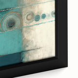 Abstract wall art featuring vibrant strokes in blue, orange, and yellow hues on a framed canvas, showcasing a modern artistic design suitable for contemporary home decor.