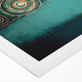 Abstract wall art featuring vibrant strokes in shades of blue, orange, and yellow on rolled canvas, ideal for modern home decor. Packaged securely in a cardboard tube for safe delivery.