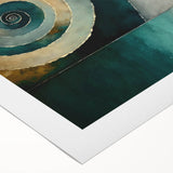 Abstract strokes wall art on rolled canvas, showcasing vibrant hues of blue and gold, perfect for modern home decor. Packaged securely in a cardboard tube for easy transport and display.