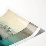 Abstract wall art print showcasing vibrant strokes in blue and orange hues, rolled and ready for display. Ideal for modern home decor or artistic spaces.