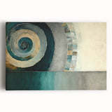 Abstract strokes wall art on stretched canvas featuring vibrant colors like blue, orange, and yellow, adding a modern touch to home decor and interiors.