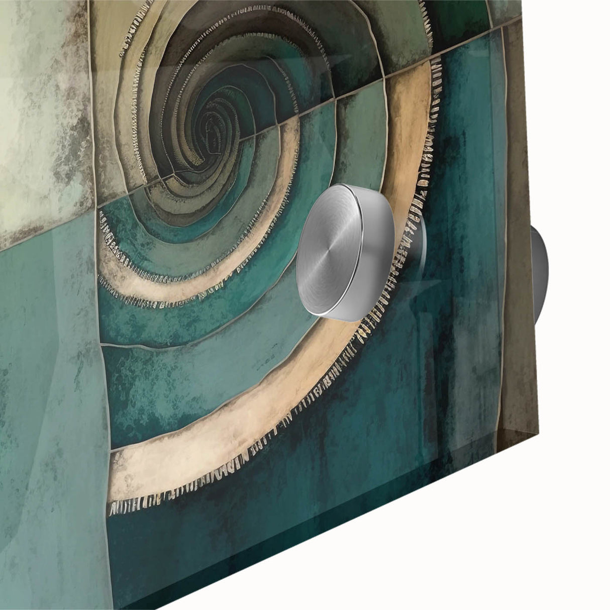 Close-up view of abstract strokes wall art printed on acrylic glass, showcasing vibrant colors and intricate textures, perfect for modern home decor.
