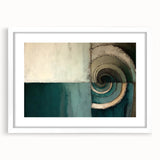 Abstract strokes wall art in a sleek white frame with matting, showcasing vibrant colors and dynamic shapes, perfect for modern home decor.