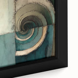 Close-up of abstract strokes wall art featuring vibrant blue, orange, and yellow hues, framed in a sleek black frame, perfect for modern home decor.