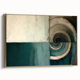 Framed wall art featuring abstract strokes in gold and white, showcasing a modern design with a sleek side view, perfect for contemporary home decor.