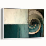 Framed canvas wall art showcasing abstract strokes in soft white and beige tones, ideal for modern home decor, displayed from a side view, highlighting its elegant design and texture.