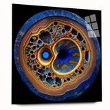 Abstract wall art featuring vibrant strokes in shades of blue, pink, and yellow, displayed in a sleek acrylic glass frame, highlighting modern design aesthetics. This artwork adds a contemporary touch to any interior space, perfect for art enthusiasts seeking unique decor.