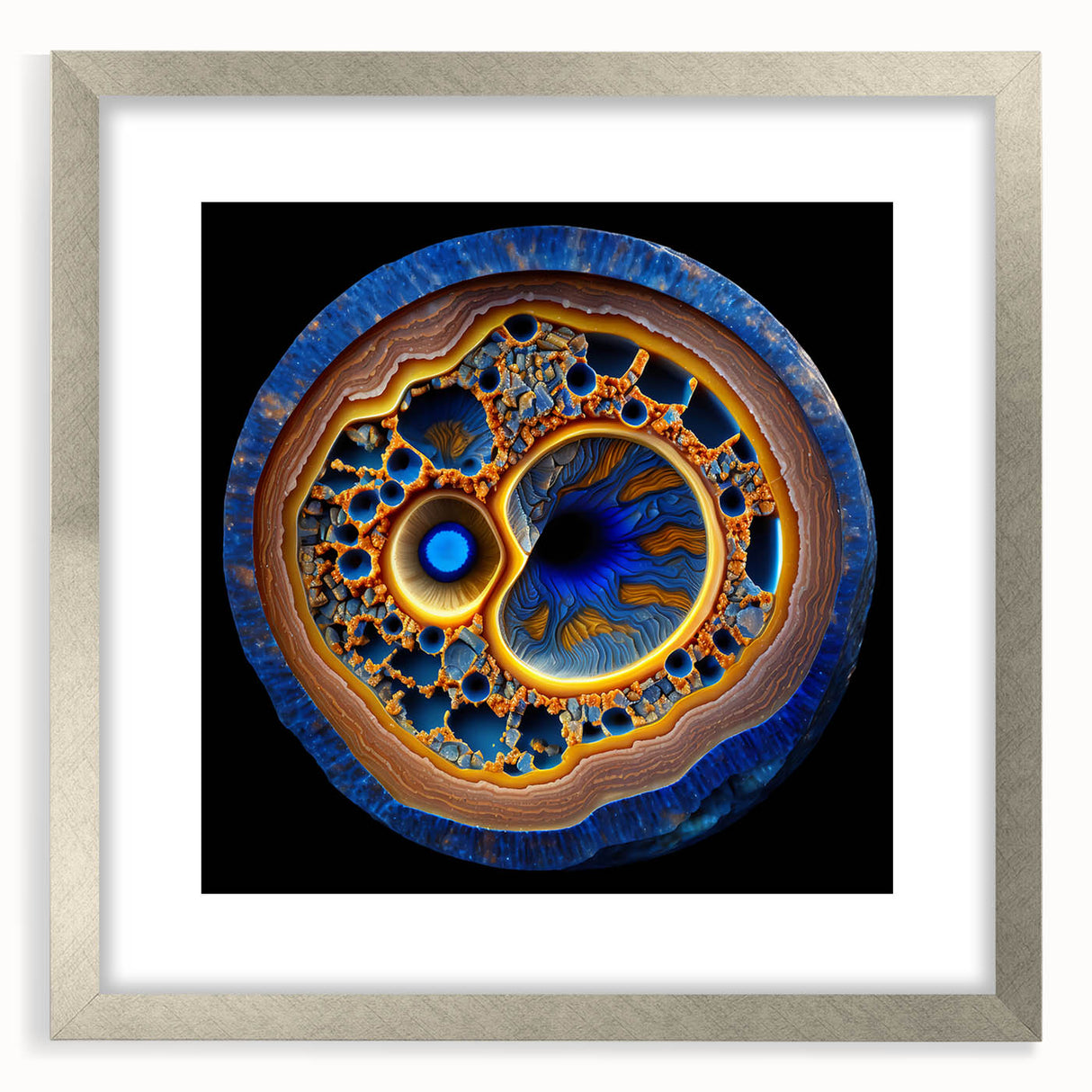 Abstract wall art featuring colorful strokes in a silver frame with a white mat, adding a modern touch to home decor, perfect for contemporary interiors.