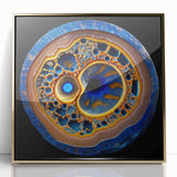 Framed abstract wall art featuring dynamic gold acrylic strokes on a textured surface, ideal for modern decor, adding elegance to any space.