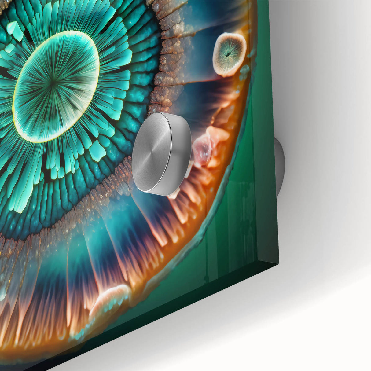 Close-up of vibrant abstract strokes wall art design on acrylic glass, showcasing bold colors and dynamic patterns that enhance modern decor. Ideal for contemporary interiors.