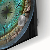 Close-up of abstract strokes wall art on acrylic glass, showcasing vibrant colors and dynamic textures, ideal for modern home decor and artistic spaces.