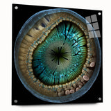 Abstract strokes wall art displayed in a side view, showcasing vibrant colors and unique patterns on acrylic glass, secured with pins for stability. Perfect for modern home decor.