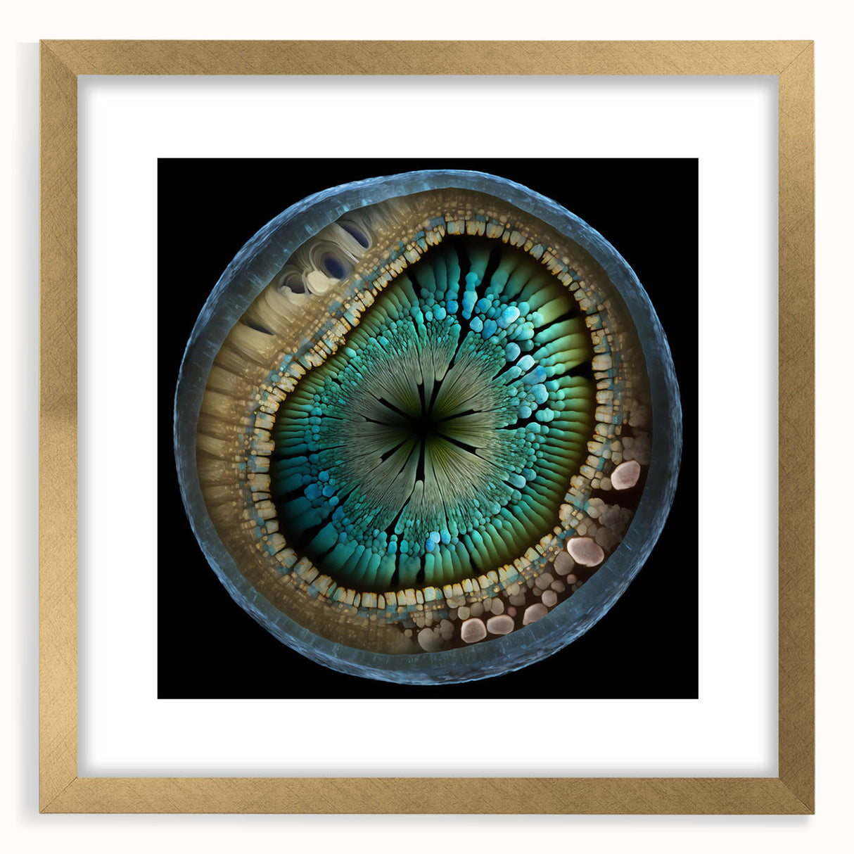 Abstract strokes wall art framed in gold, featuring vibrant colors and dynamic patterns, adds a modern touch to any decor, perfect for contemporary spaces.