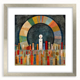 Abstract wall art featuring dynamic silver and gray strokes in a modern frame, complemented by a white mat, perfect for contemporary home decor.