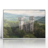 Framed acrylic wall art showcasing a serene landscape with a majestic castle, set against a vibrant sky, ideal for adding elegance to home decor.