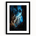 Framed landscape artwork showcasing a cave scene, featuring a sleek black mat and stylish frame, perfect for home decor enthusiasts seeking nature-inspired designs.