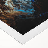 Vibrant rolled canvas showcasing a stunning cave landscape artwork, rich in earthy tones and intricate details, perfect for home decor or art collectors.