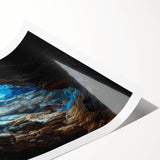 Vibrant rolled print showcasing a stunning landscape with cave formations, perfect for home decor. The artwork features rich colors and intricate details, ideal for nature enthusiasts.