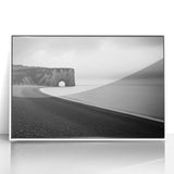 Framed acrylic art piece depicting a breathtaking landscape of rugged cliffs under a vibrant sky, showcasing rich textures and colors, perfect for modern decor.