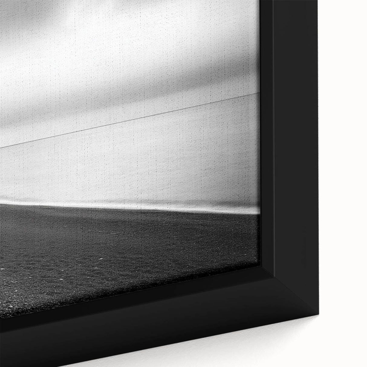 Close-up of a framed canvas artwork depicting dramatic cliffs and lush landscapes, showcasing vibrant colors and intricate details, ideal for home decor.