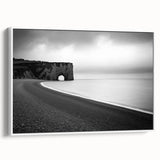 Framed canvas artwork showcasing a stunning landscape of rugged cliffs, featuring vibrant colors and intricate details, perfect for enhancing home decor in a modern setting.