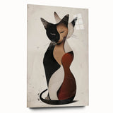 Abstract Cat Bedroom Wall Art - Black and Brown Canvas Print