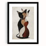 Abstract Cat Bedroom Wall Art - Black and Brown Canvas Print